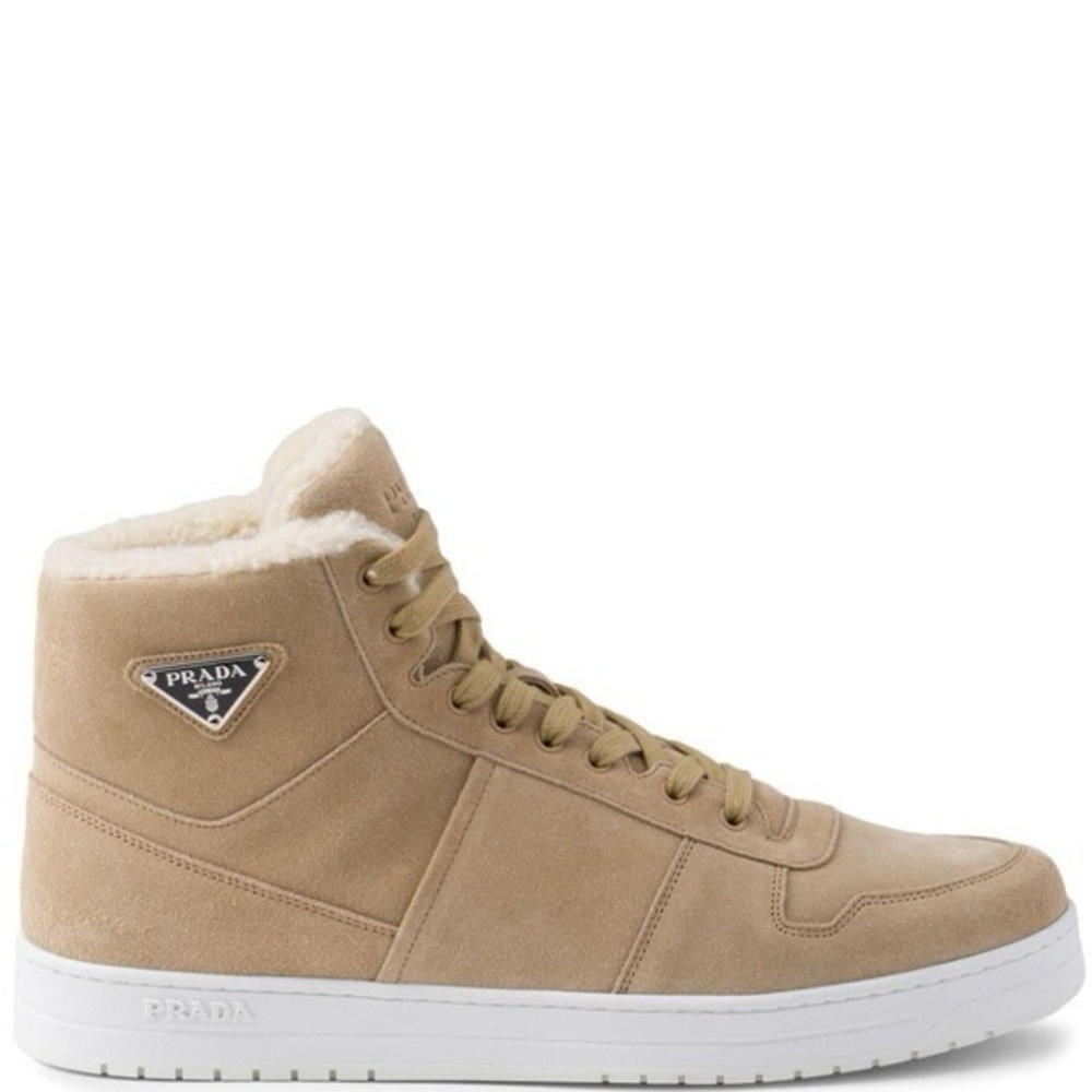 Prada Men's Beige High-Top Sneakers